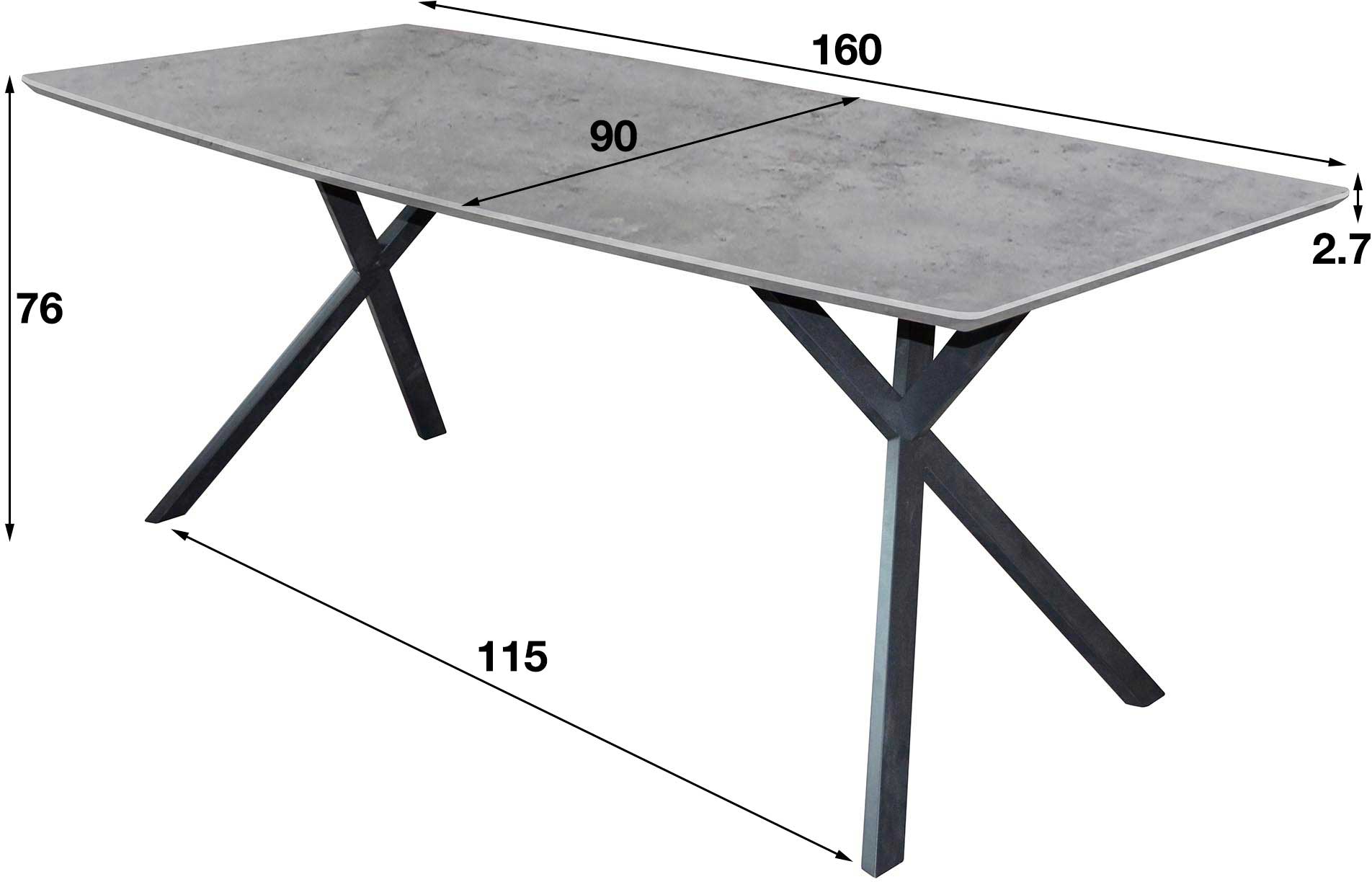 Table à manger Alec 160x90 industriel - béton - Image 3