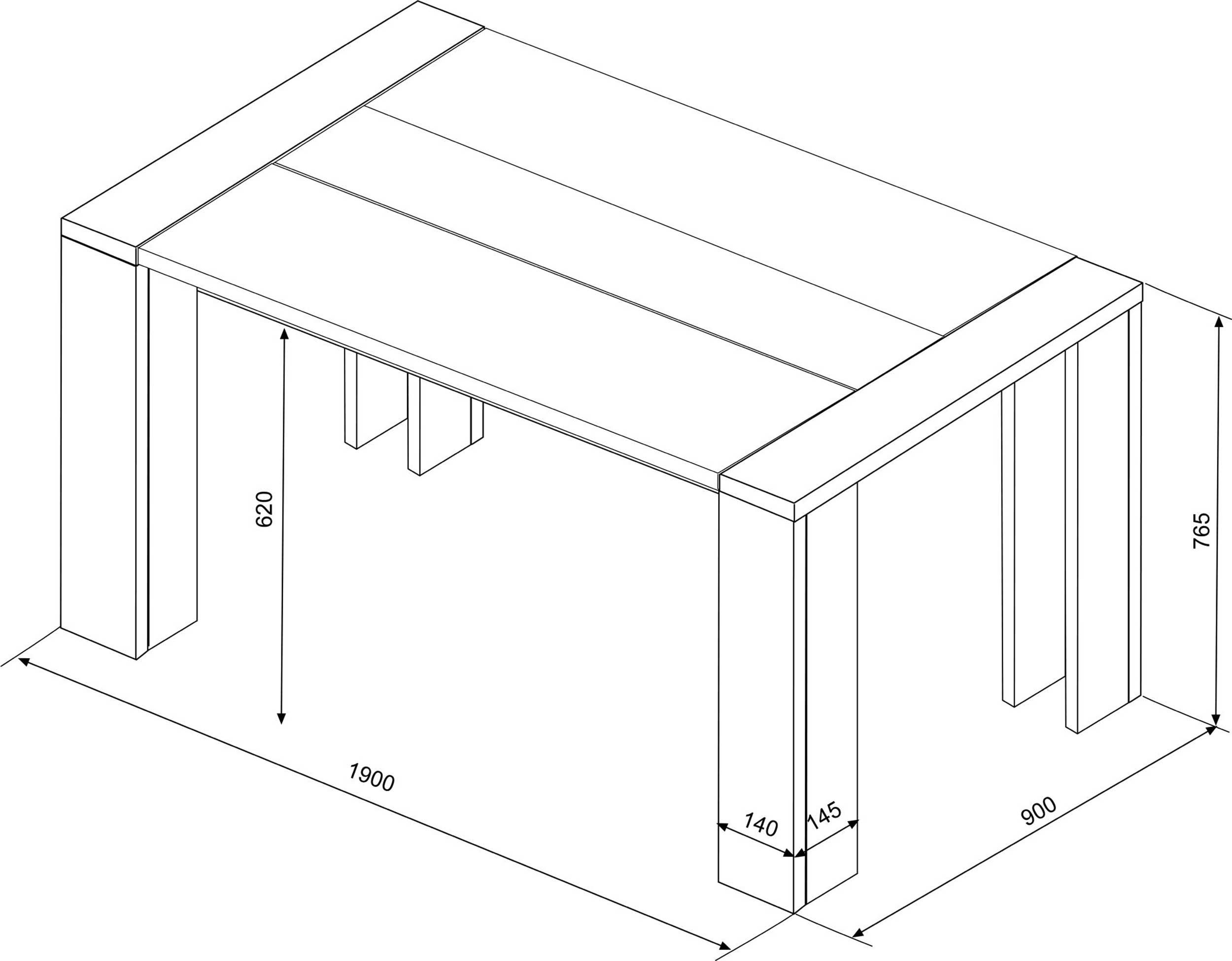 Table à manger Ares 90x190 - décor en chêne - Image 3