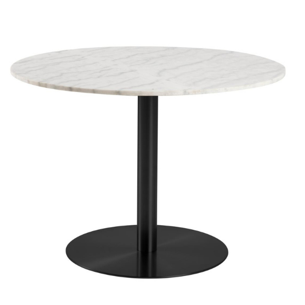 Table à manger Carlos ronde ø105cm - marbre blanc/laiton