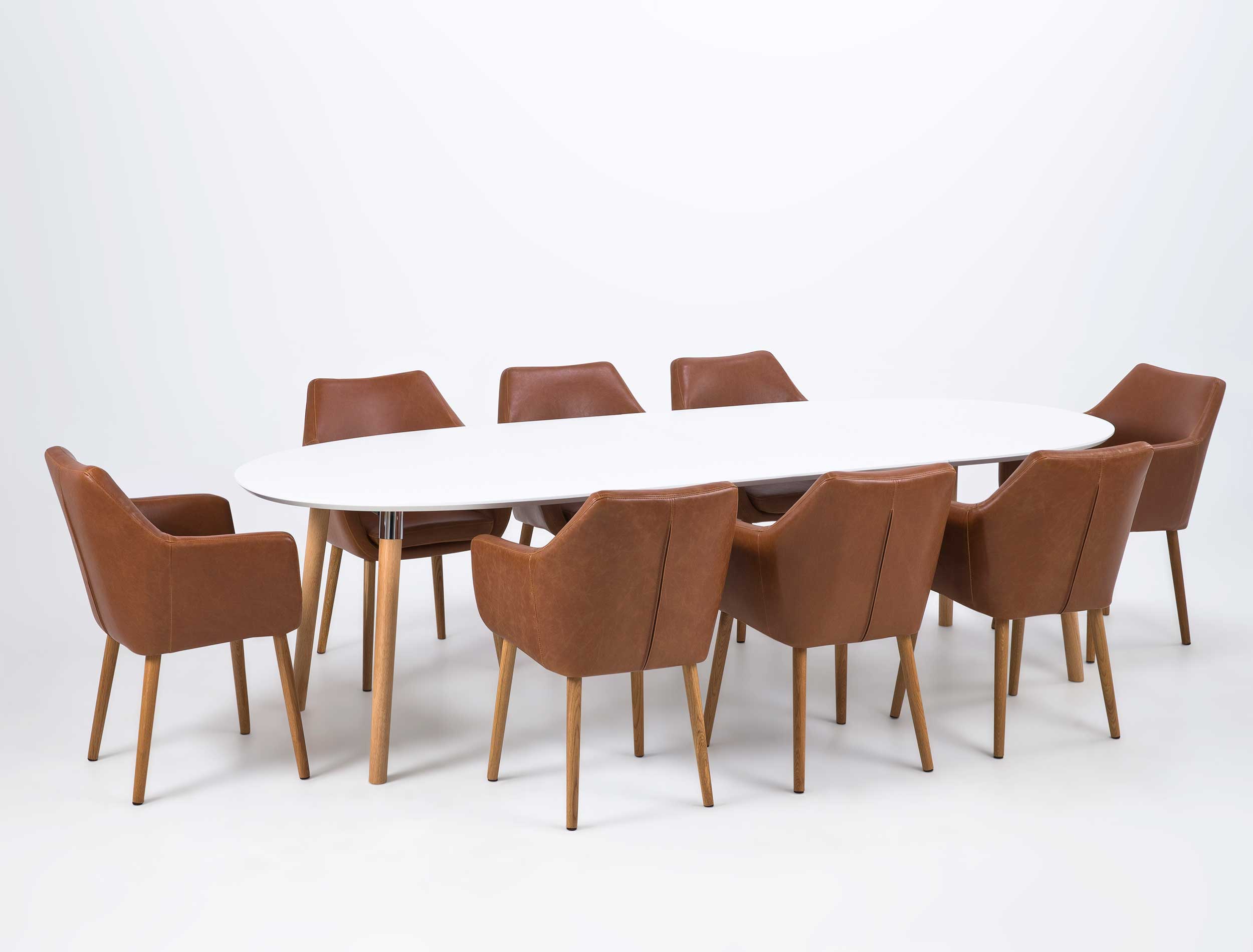 Table à manger extensible Berge 170/270x100 - blanc/chêne - Image 10