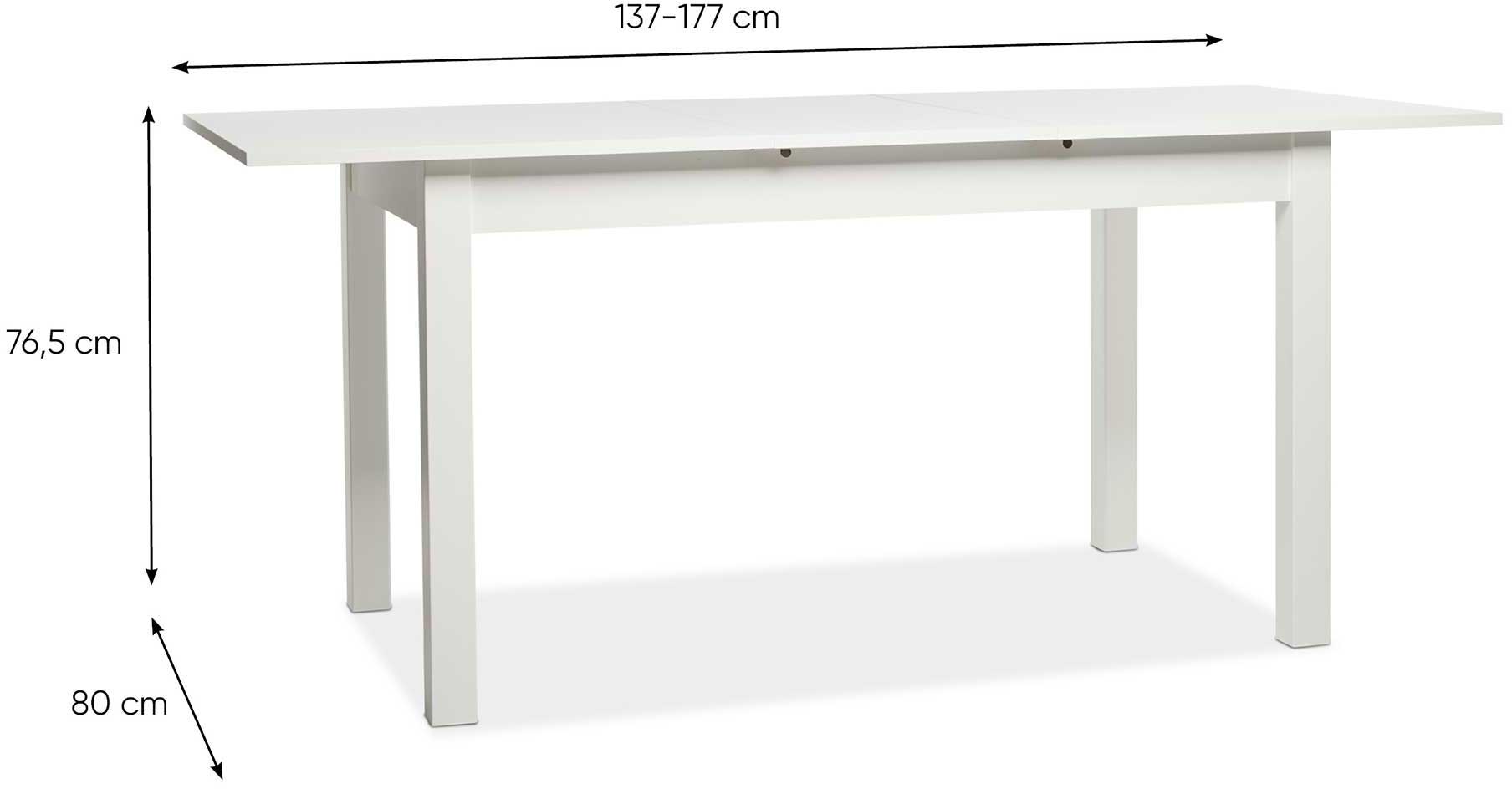 Table à manger extensible Coburg 137/177 - blanc - Image 6