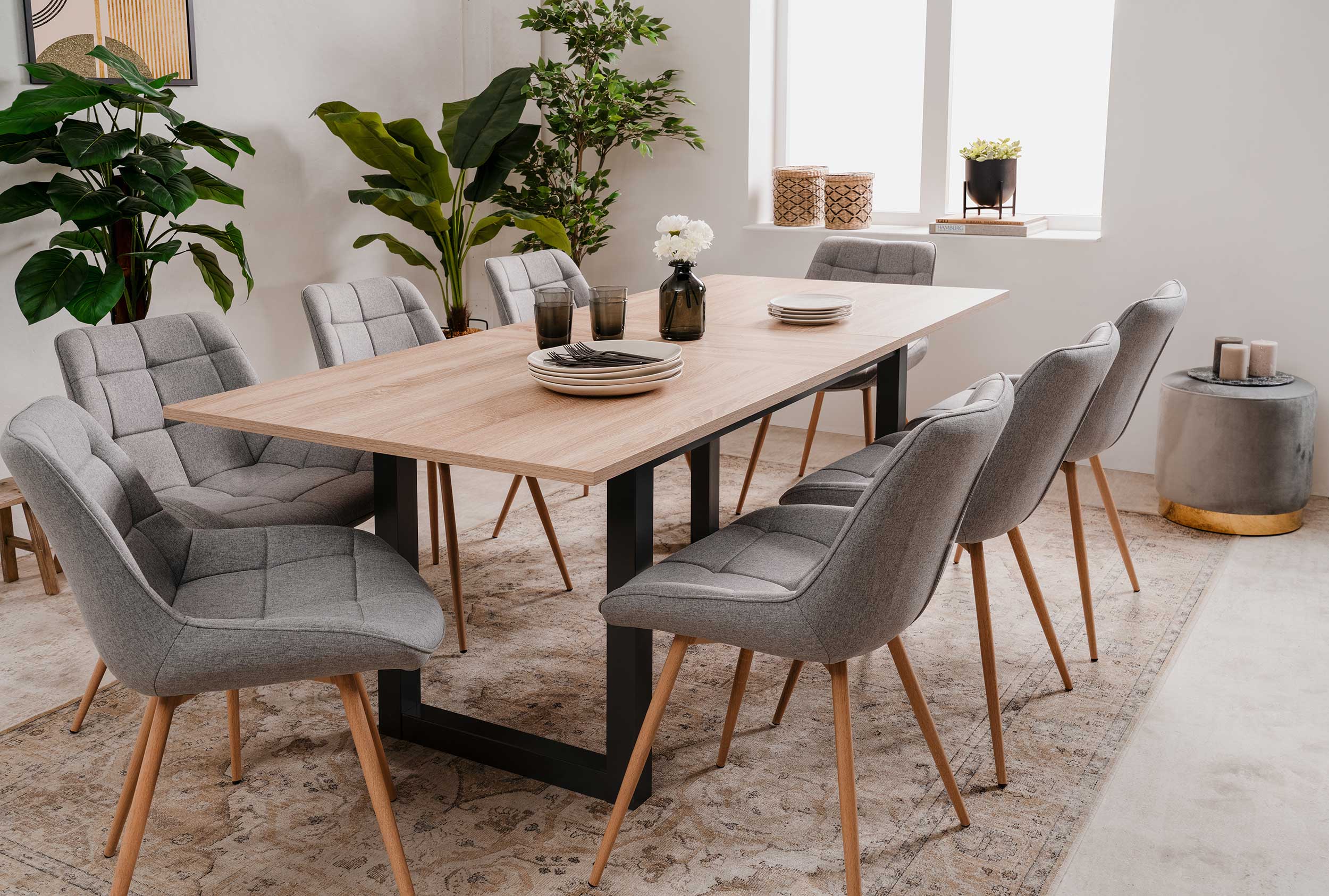 Table à manger extensible Damon 160/200x90 - chêne sonoma/anthracite - Image 12