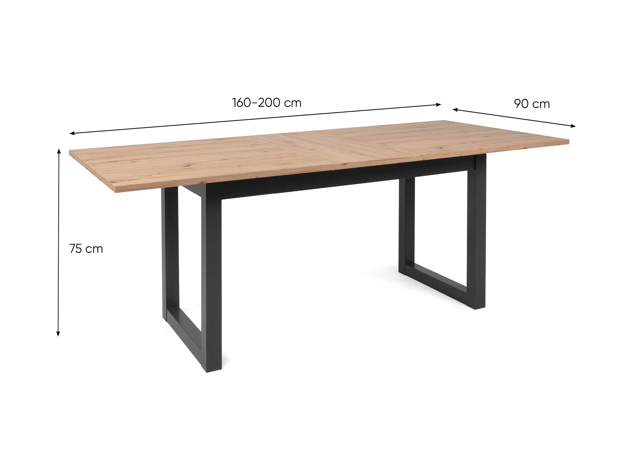 Table à manger extensible Damon 160/200x90 - chêne sonoma/anthracite - Image 3