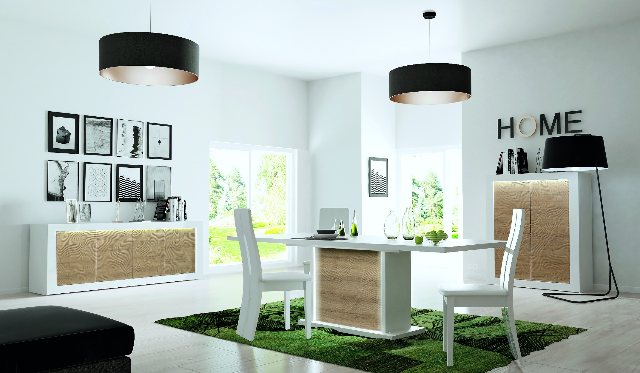 Table à manger extensible Kaia 180/225x100 - blanc brillant/chêne - Image 9