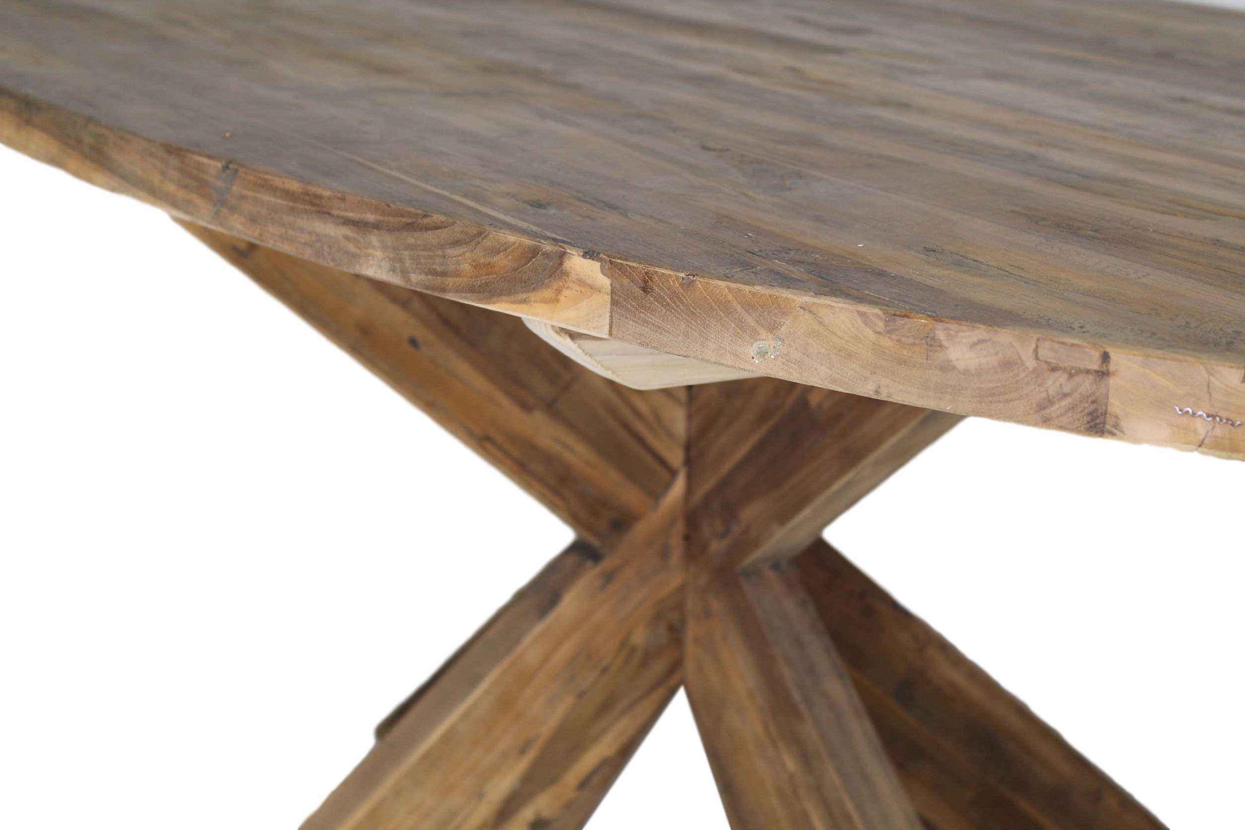 Table à manger Mosy 220x110 ovale au pied croisé - New vintage/teak - Image 2