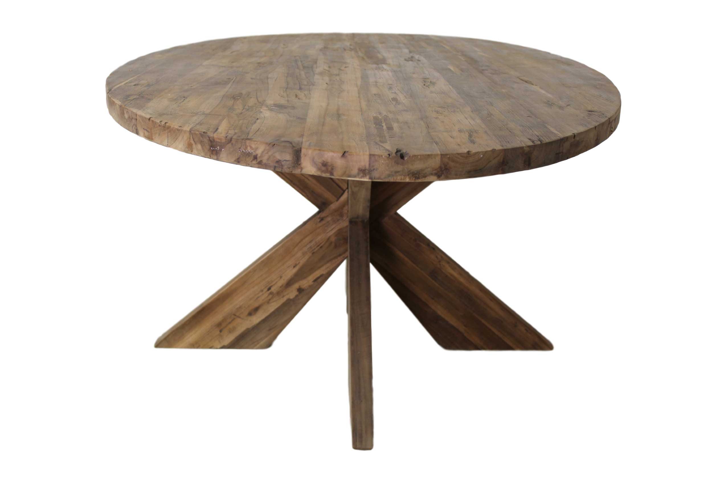 Table à manger Mosy 220x110 ovale au pied croisé - New vintage/teak - Image 4