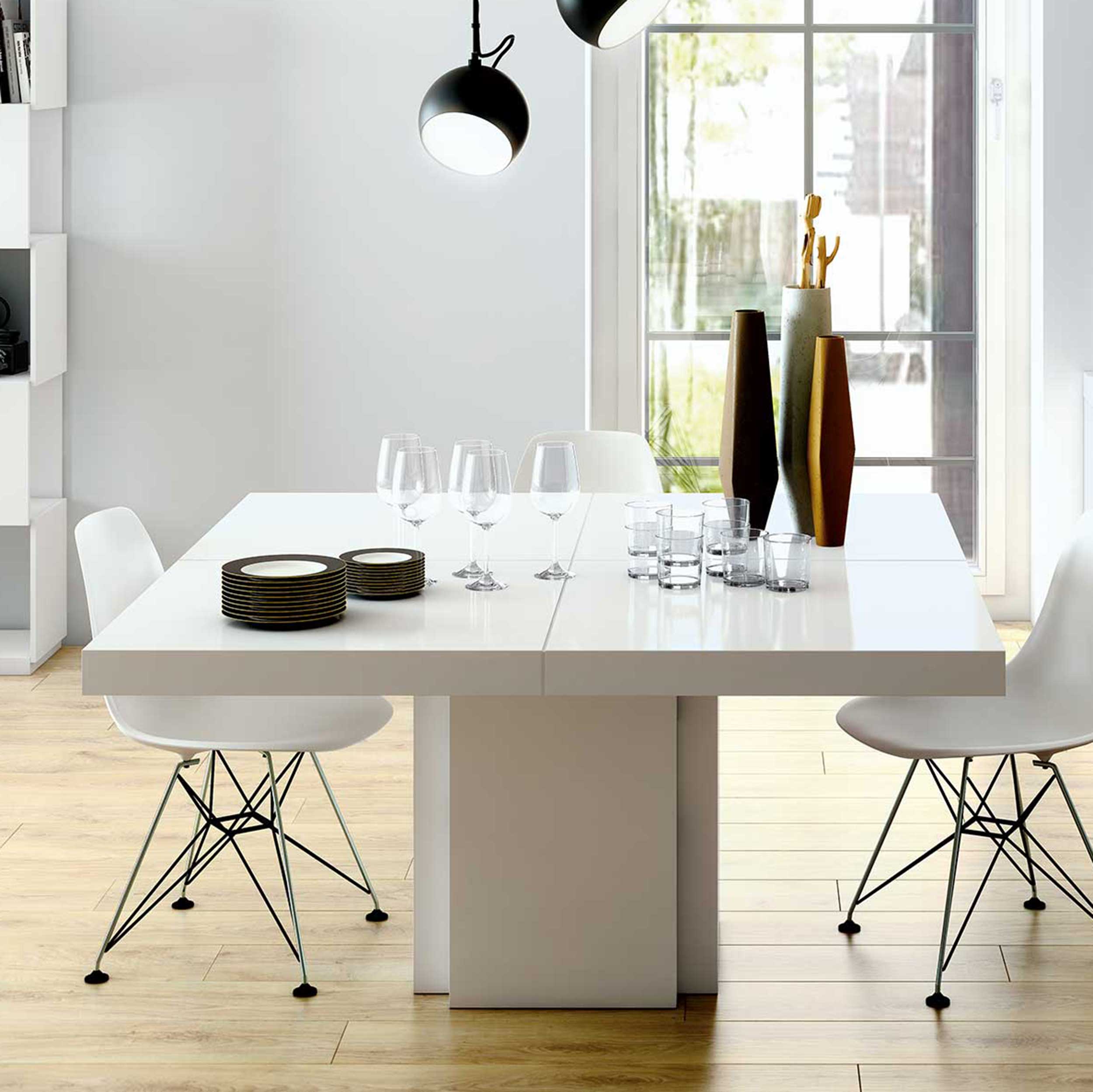 Table à manger Mundus 150 x 150 cm - blanc brillant