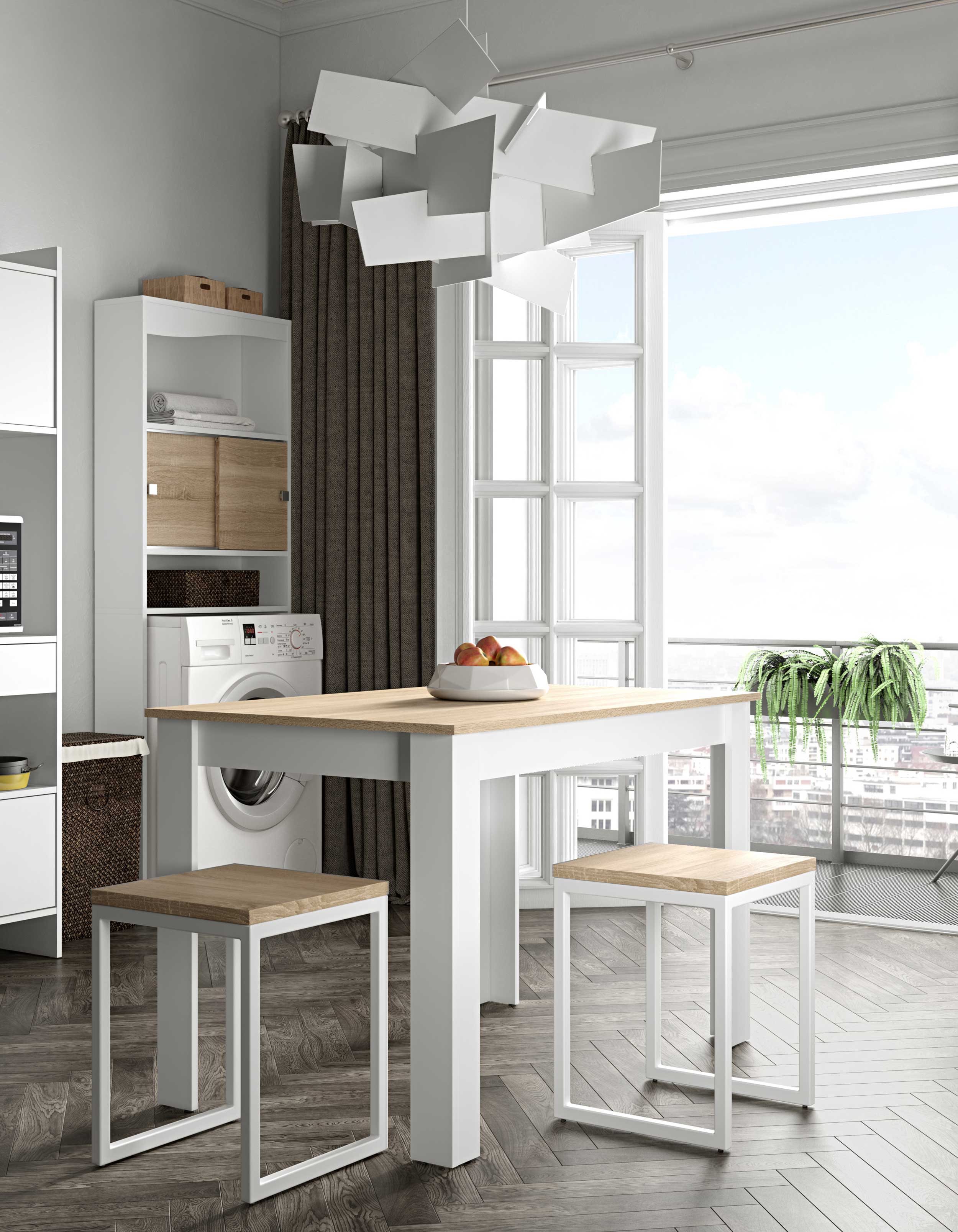 Table à manger Nice 110x70cm - blanc/chêne - Image 3