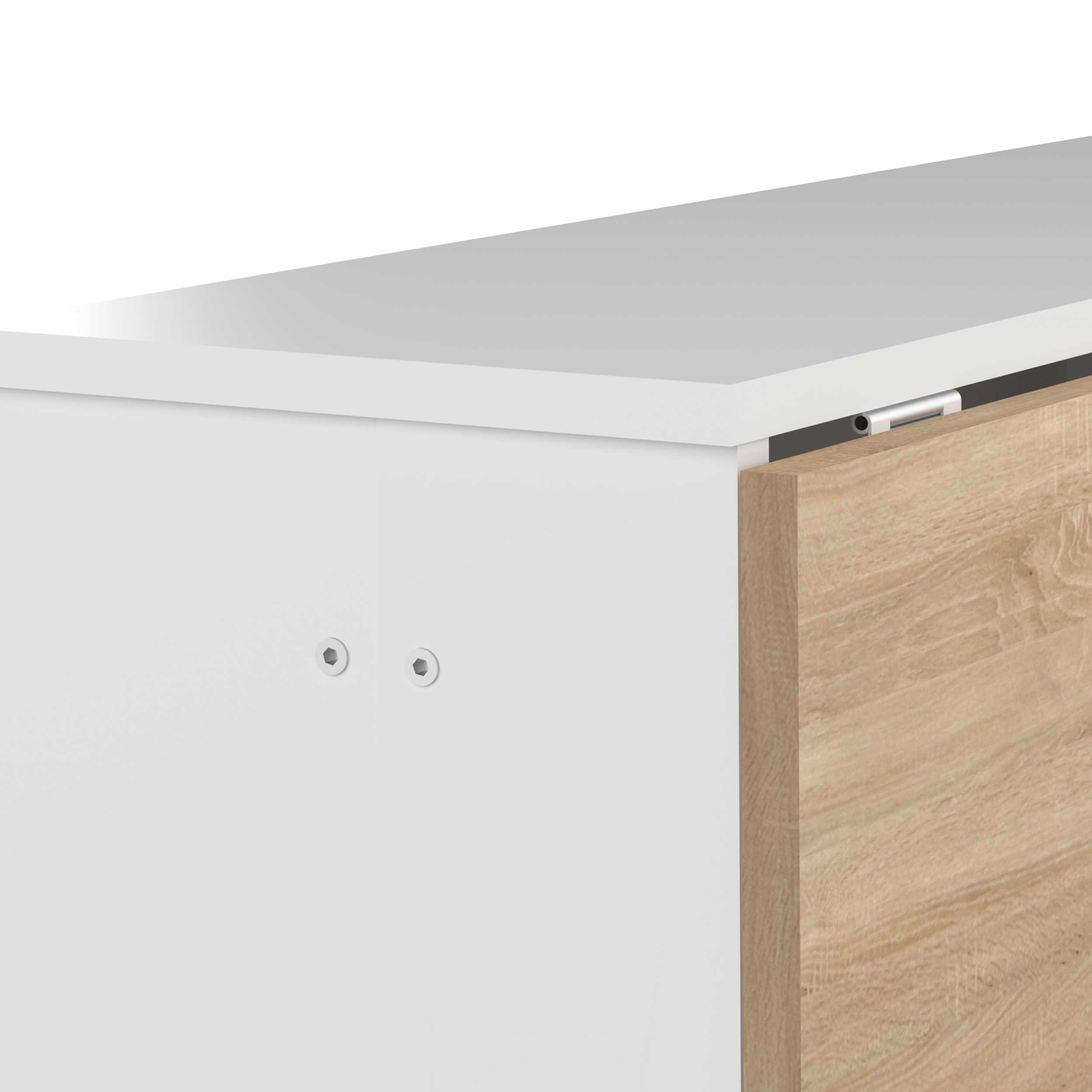 Table à manger pliable Papillon 103 cm - blanc/chêne - Image 2