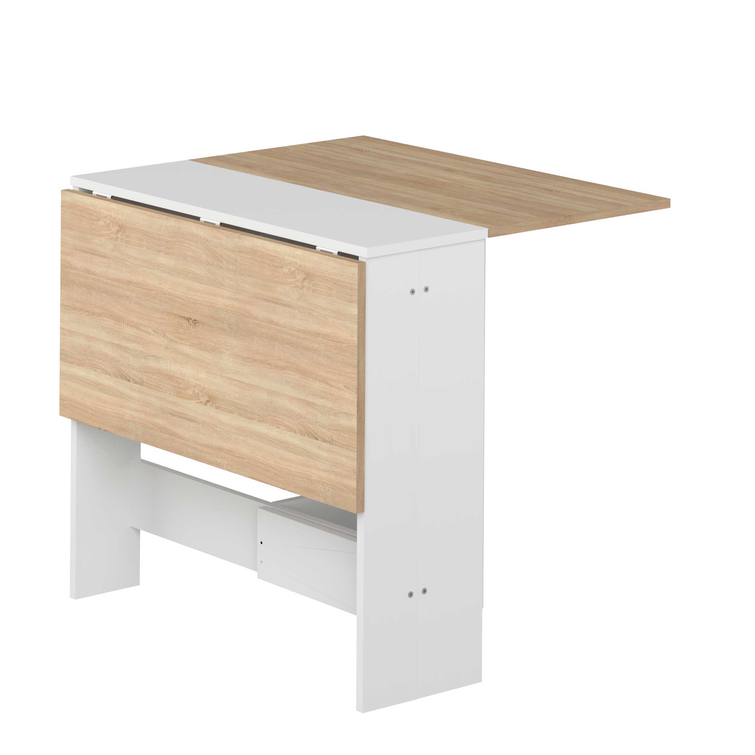 Table à manger pliable Papillon 103 cm - blanc/chêne - Image 3