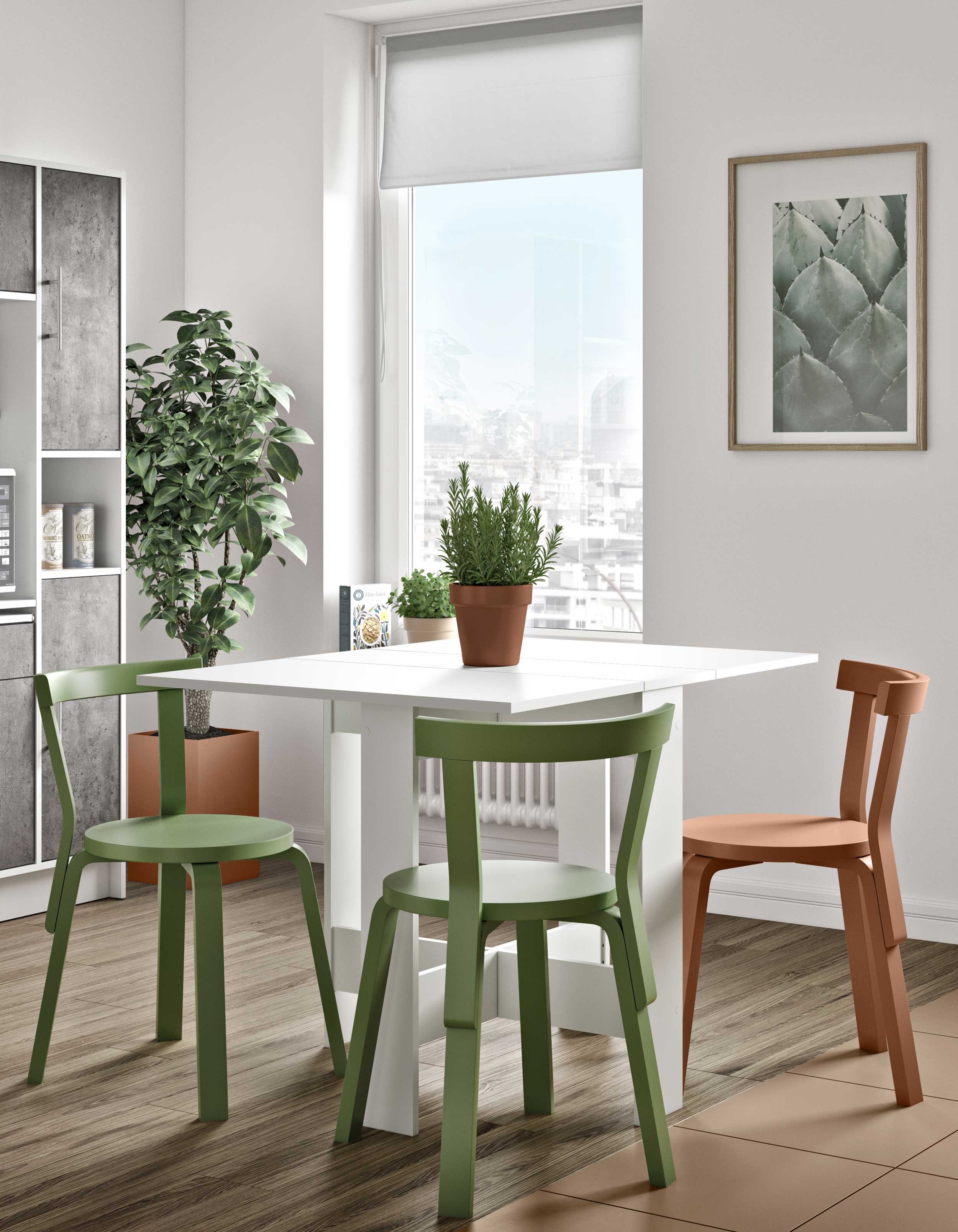 Table à manger pliable Papillon 103 cm - blanc - Image 9