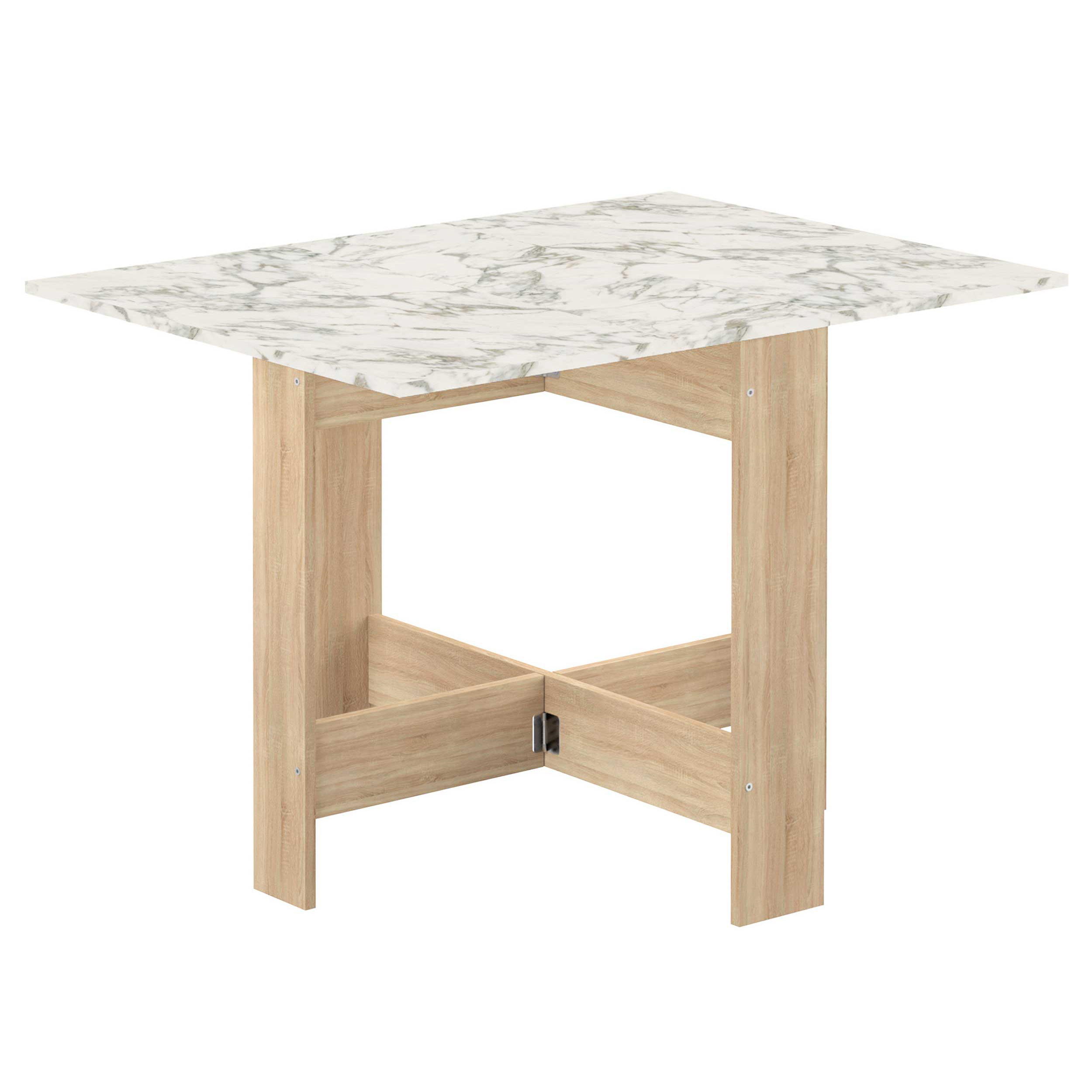 Table à manger pliable Papillon 103 cm - chêne/marbre - Image 5