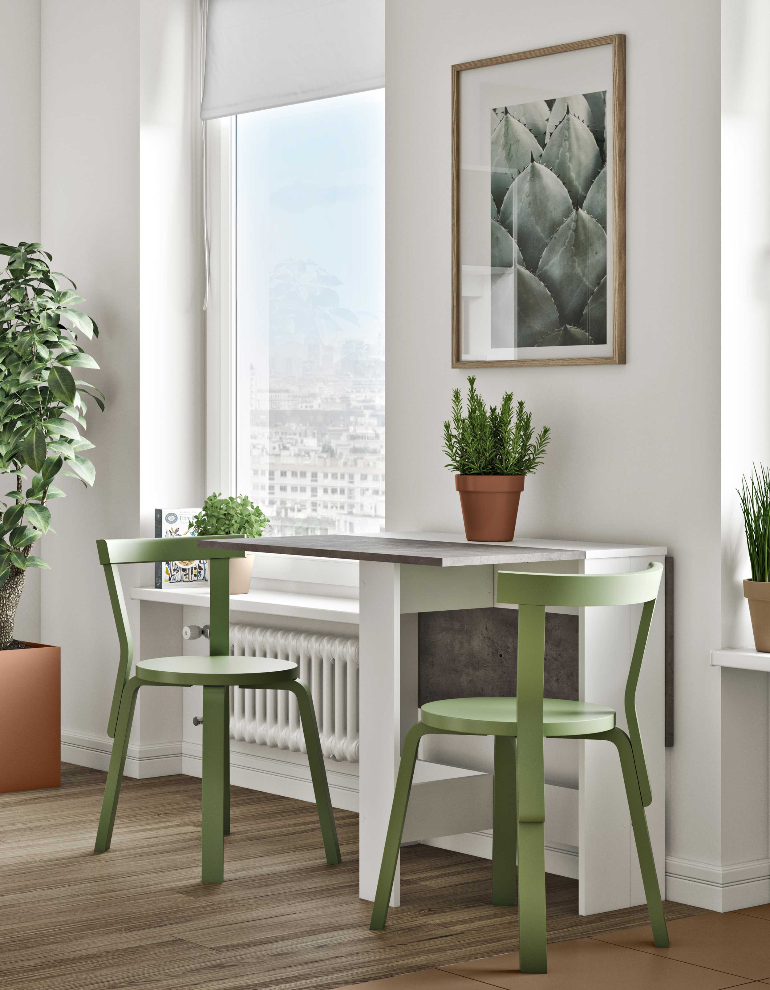 Table à manger pliable Papillon - blanc/béton - Image 11