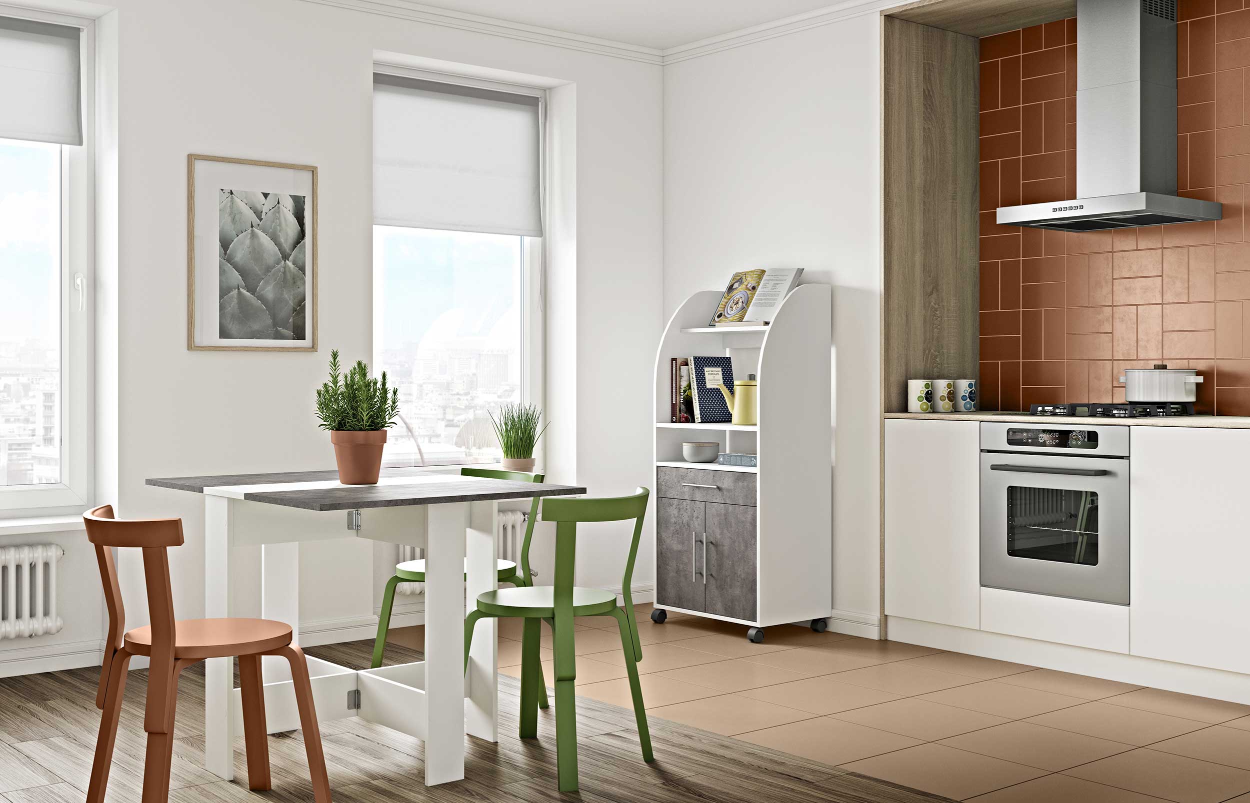 Table à manger pliable Papillon - blanc/béton - Image 10