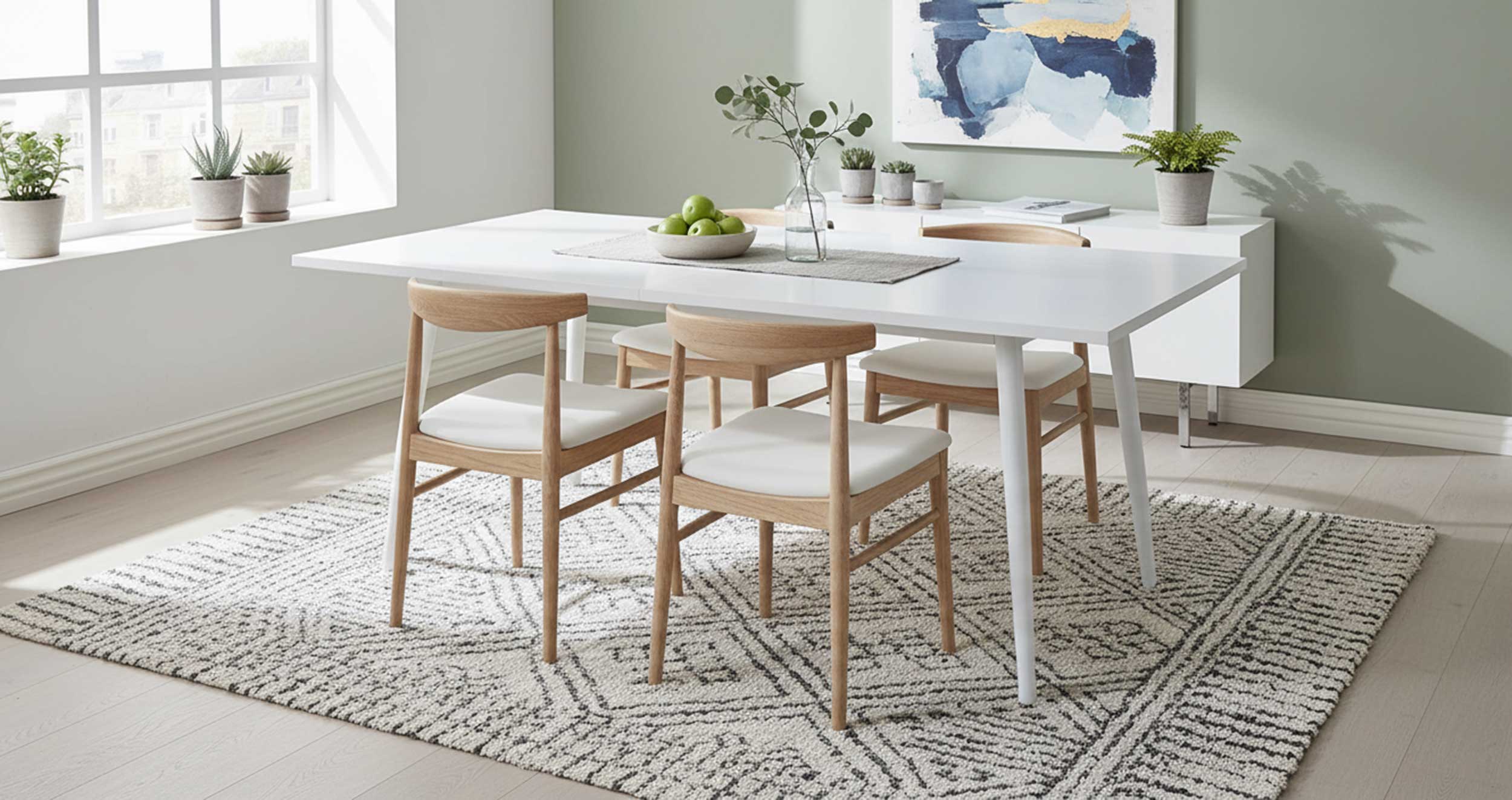 Table à manger Rinus 200 cm - blanc - Image 4