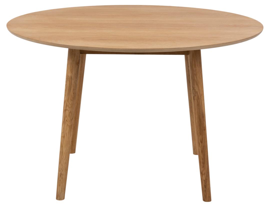 Table à manger ronde Nalini 120x120cm, chêne et placage de chêne - Image 9
