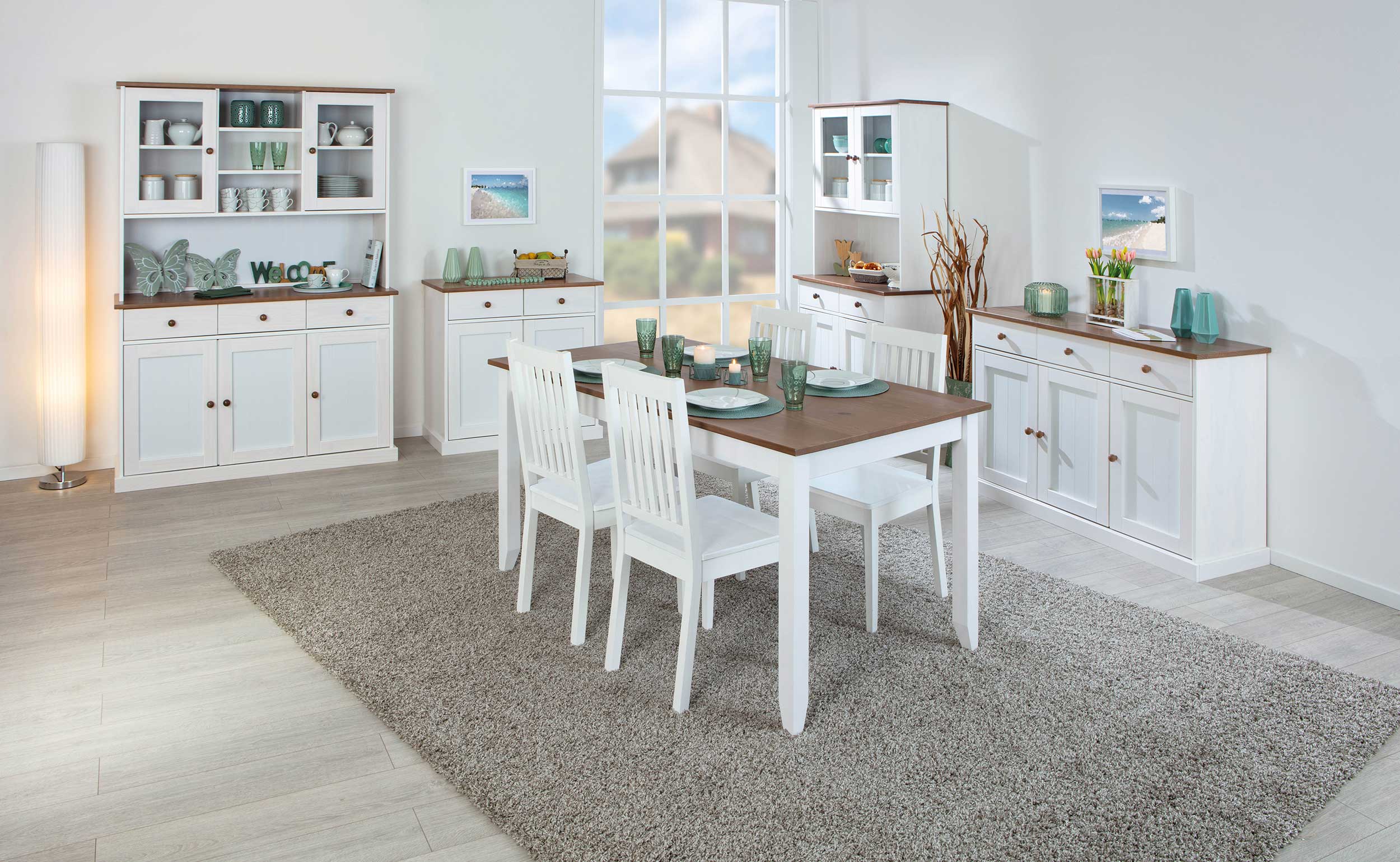 Table à manger Westerland 160x90cm rurale - blanc/brun - Image 8