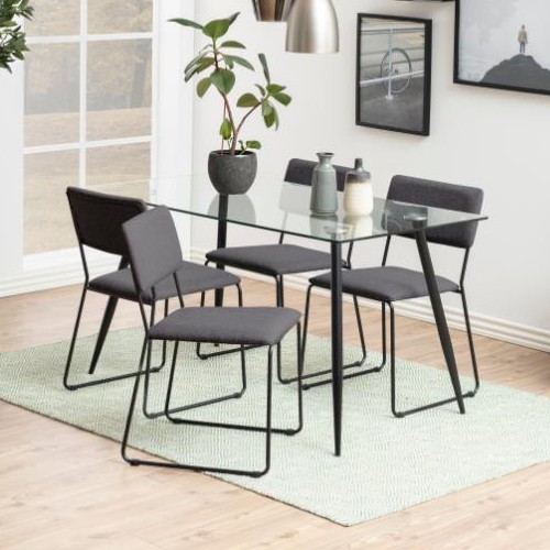 Table à manger Wilhelm 140x80 - verre/noir