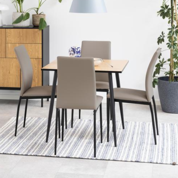 Table à manger Wilhelm 80x80 - chêne sauvage/noir - Image 1