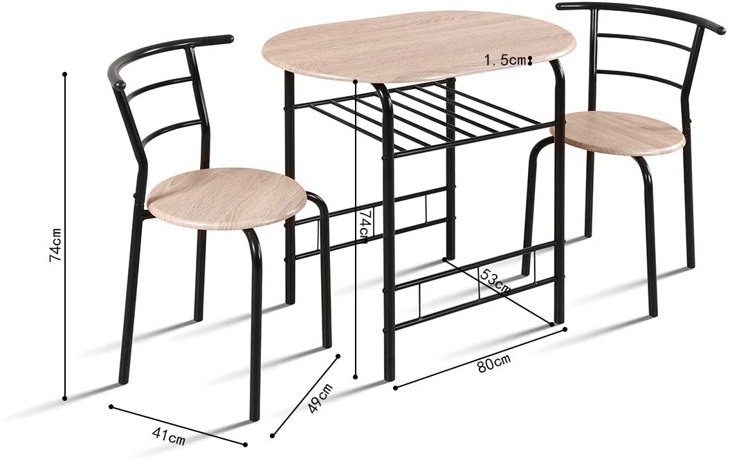 Table avec 2 chaises Ada-chêne sonoma/métal noir - Image 2