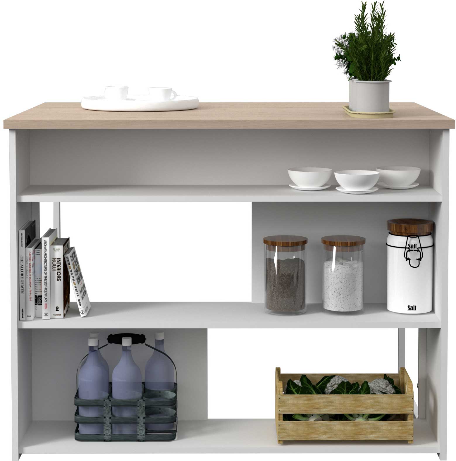 Table bar & ilôt de cuisine Slam 116cm - blanc/chêne - Image 5