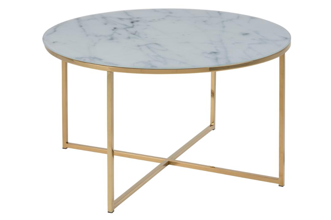 Table basse Alisma ø80cm - marbre blanc/ doré - Image 7
