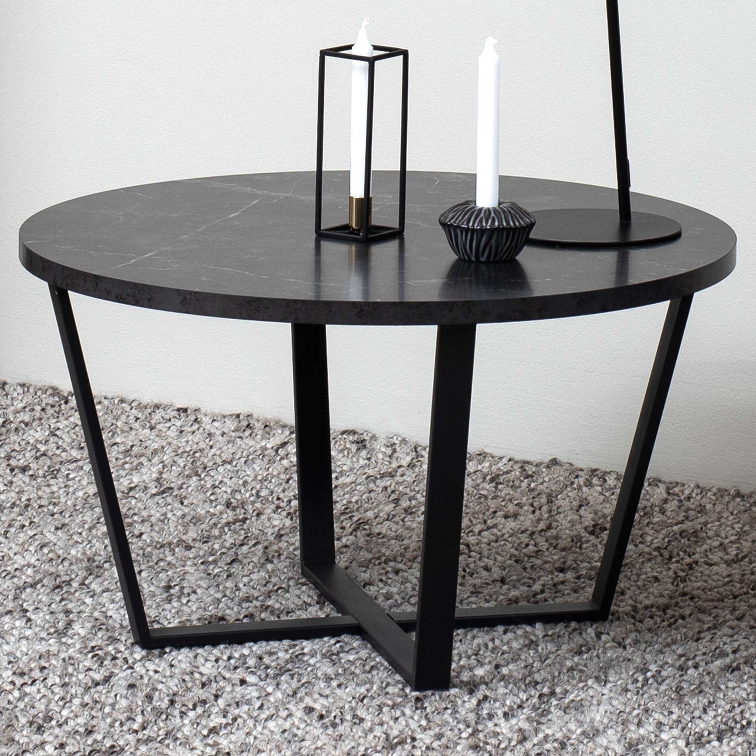 Table basse Amanda Ø77 - marbre/noir - Image 1