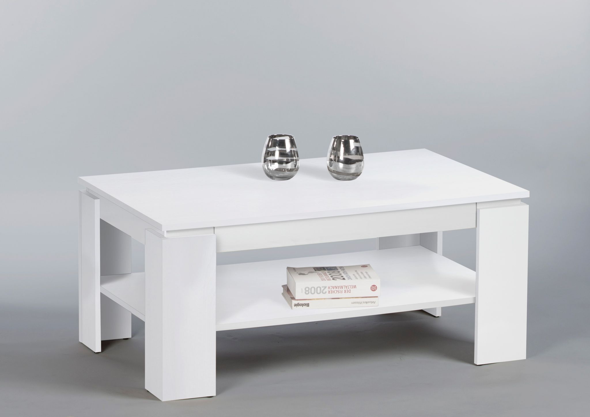Table basse Ford 100 cm avec 1 tiroir - blanc - Image 2