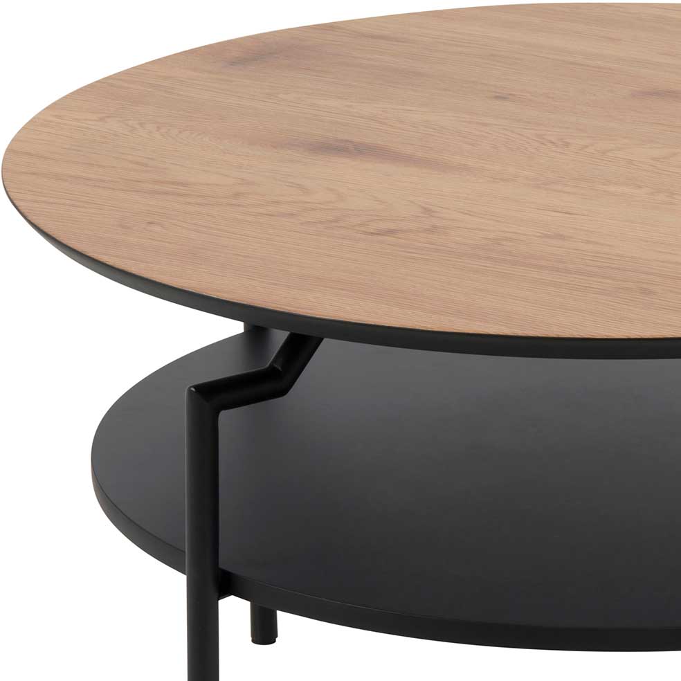 Table basse Marvin Ø80 - chêne sauvage/noir - Image 6