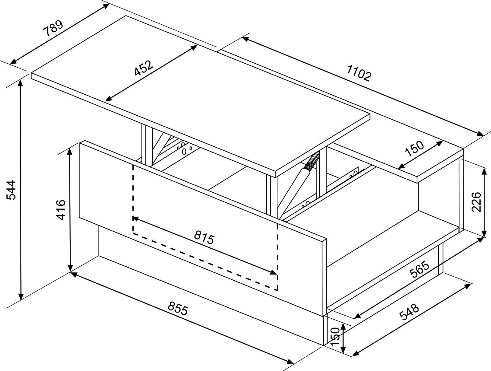 Table basse Nomi 110x57 avec plateau relevable - brun - Image 5