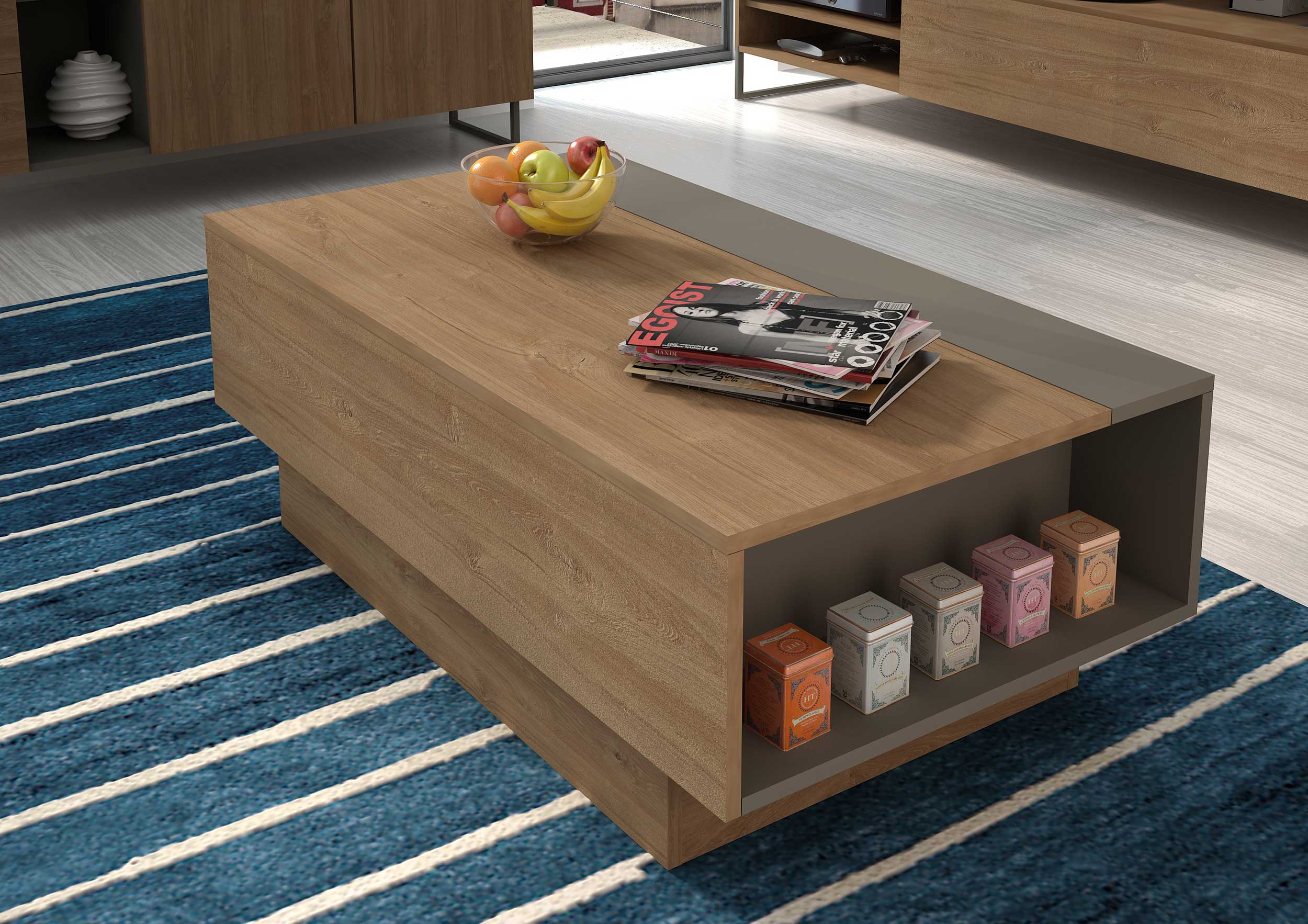 Table basse Nomi 110x57 avec plateau relevable - brun - Image 6