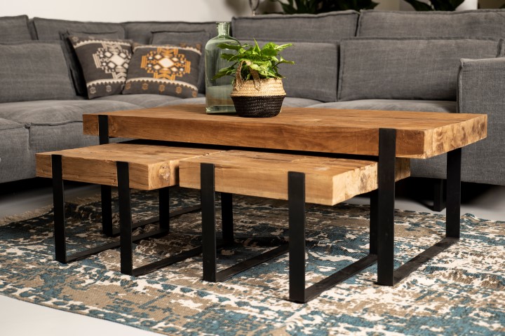 Table basse Norton 130x60 cm - teck/fer recyclé - Image 2