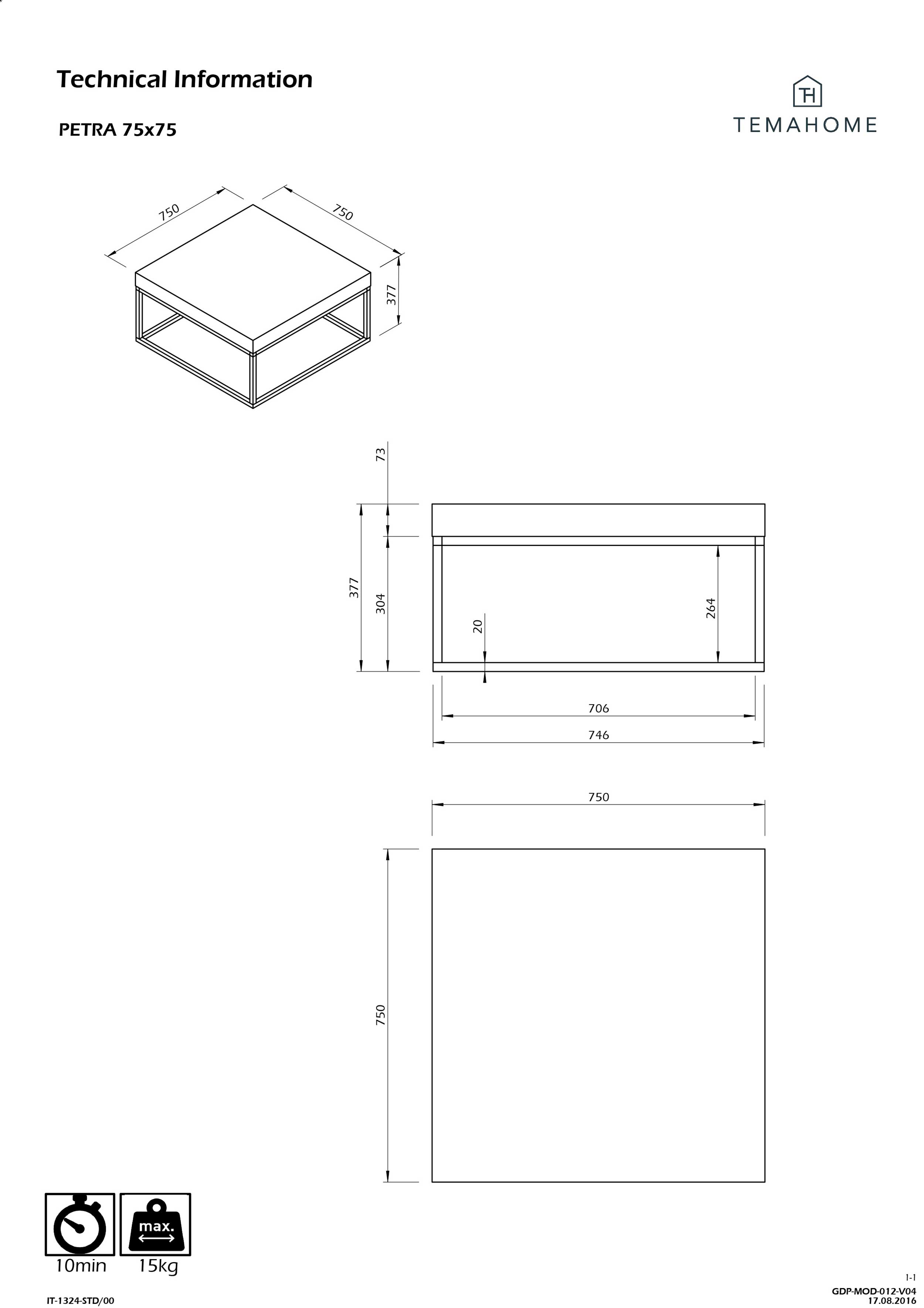 Table basse Petra 75x75 industriel - béton - Image 3