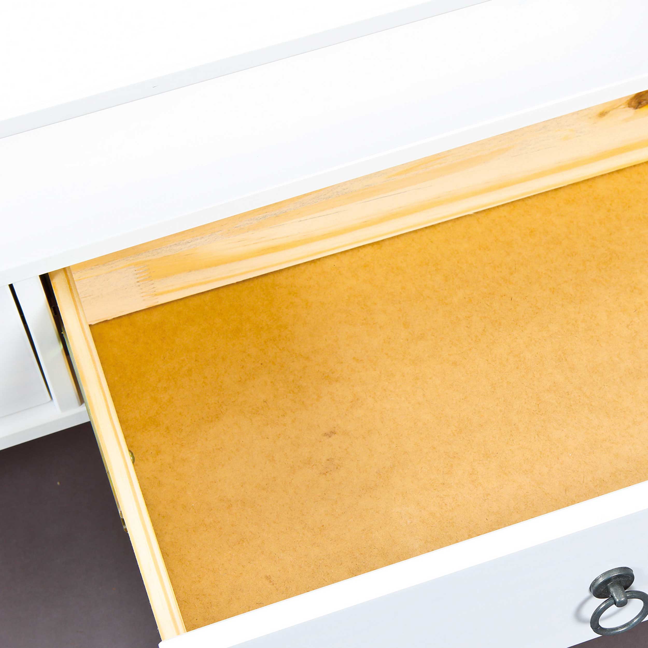 Table basse Provence 115x60 avec 2 tiroirs pin massif - blanc - Image 11