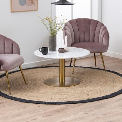 Table basse ronde Carlos ø80cm - marbre blanc/laiton - Image 1