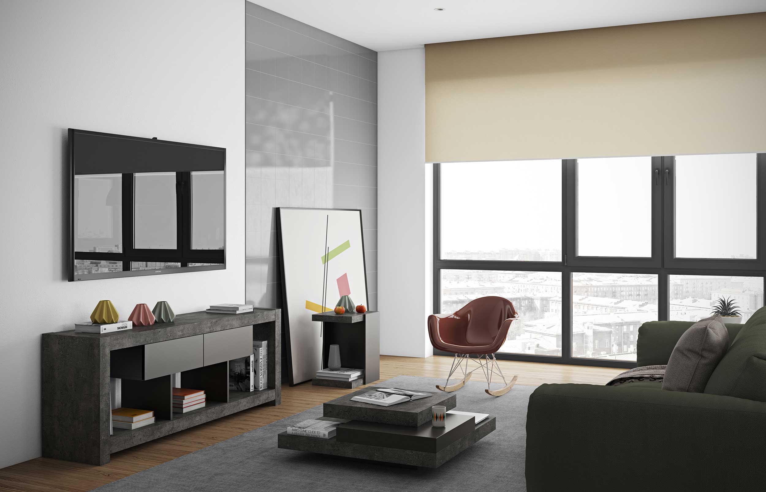 Table basse Slato 90x90 à 3 niveaux - béton/blanc - Image 6