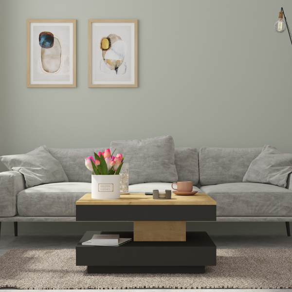 Table basse Soho 78x78 cm avec plateau extensible - beige/gris - Image 6