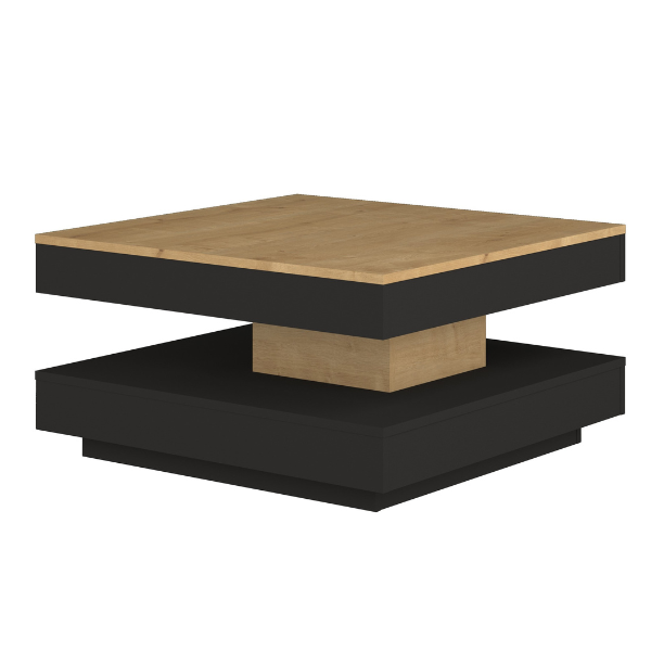 Table basse Soho 78x78 cm avec plateau extensible - beige/gris - Image 9