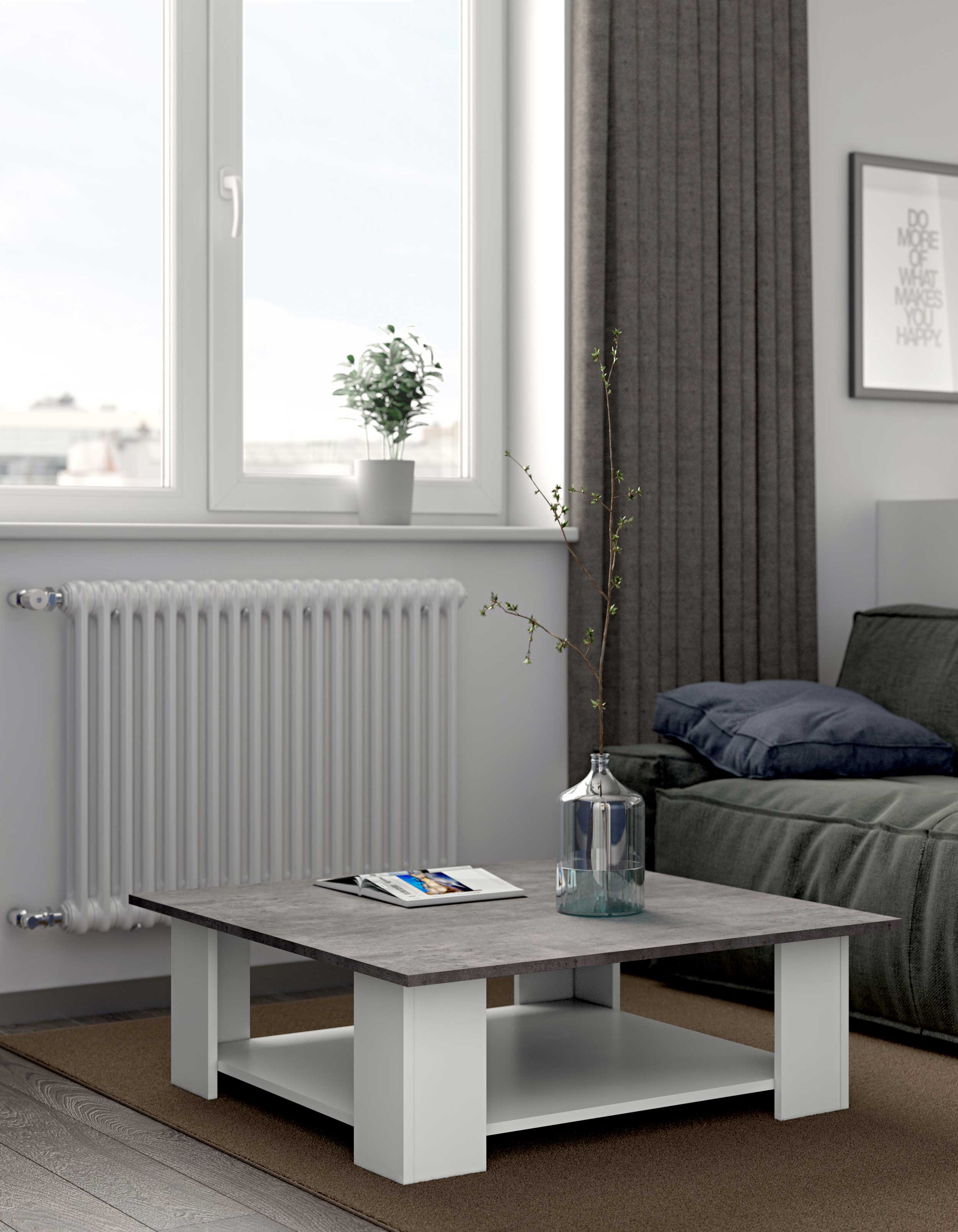 Table basse Square 67x67 - blanc/béton - Image 6