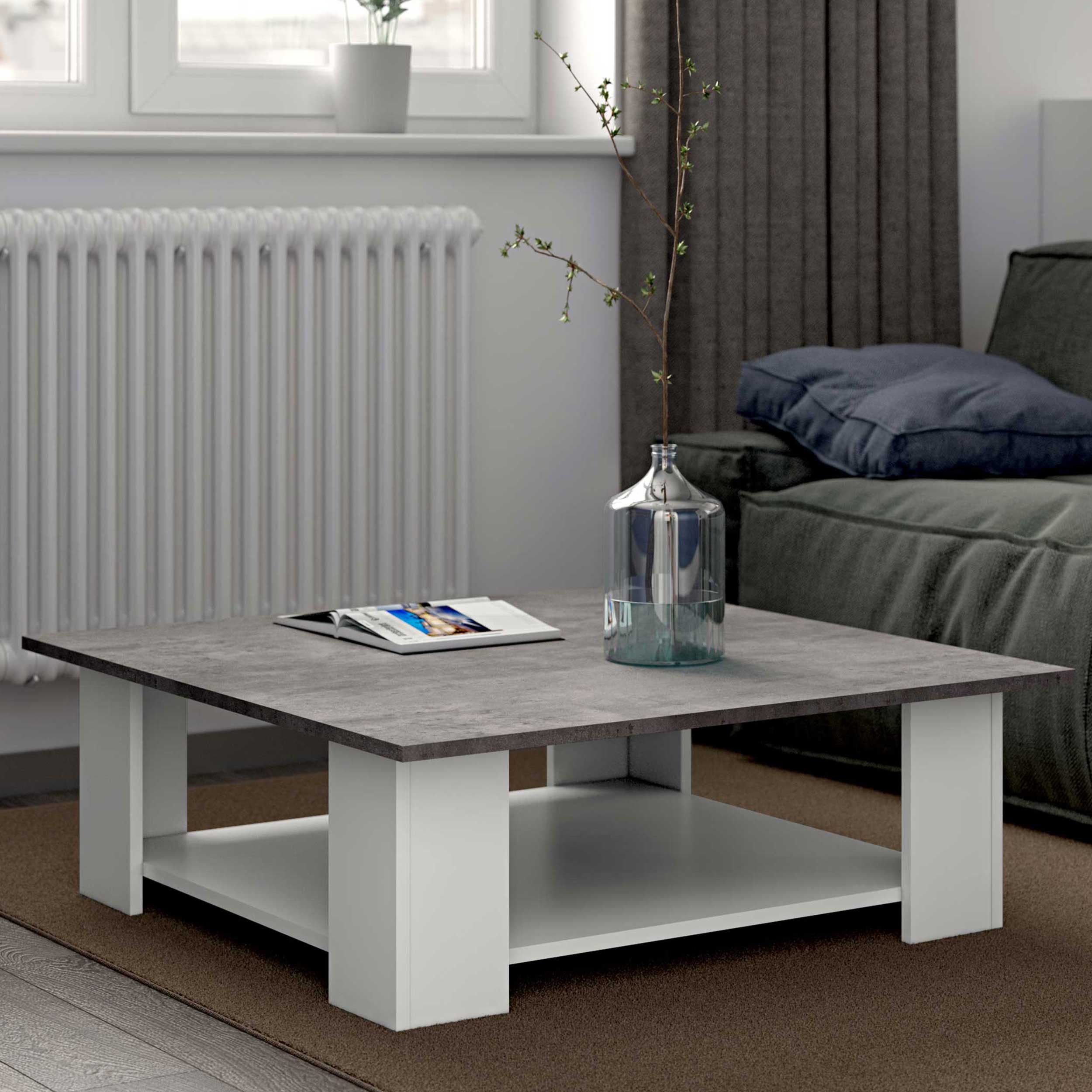 Table basse Square 67x67 - blanc/béton - Image 1