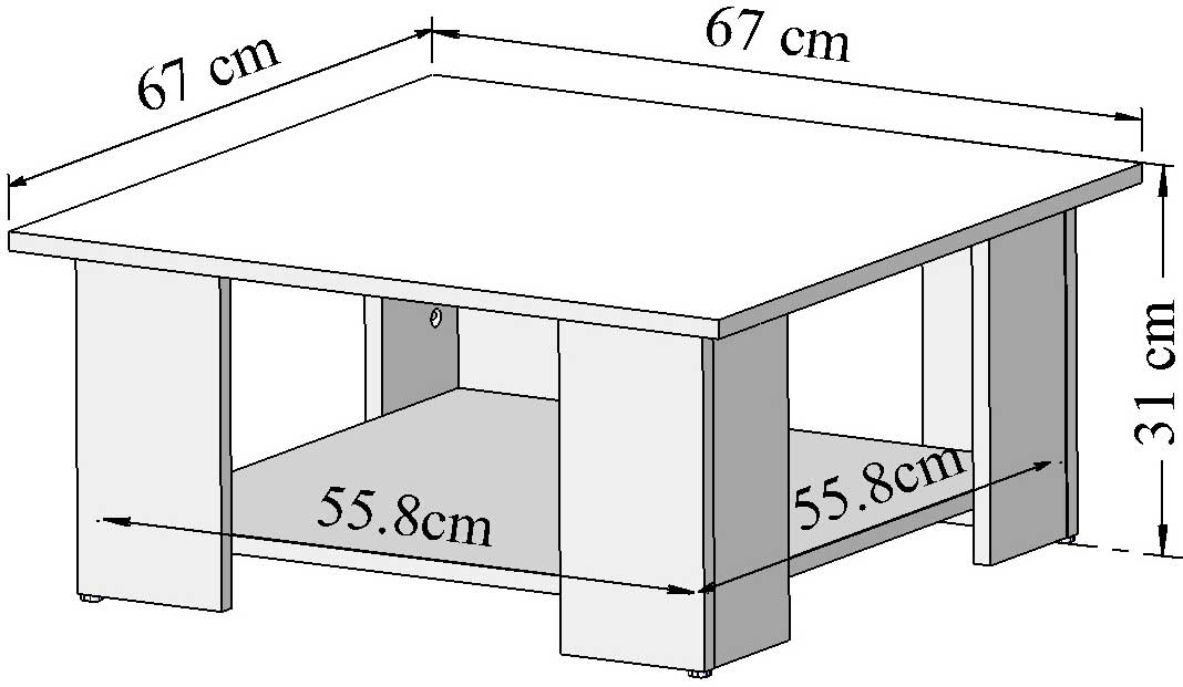 Table basse Square 67x67 - blanc/chêne - Image 2