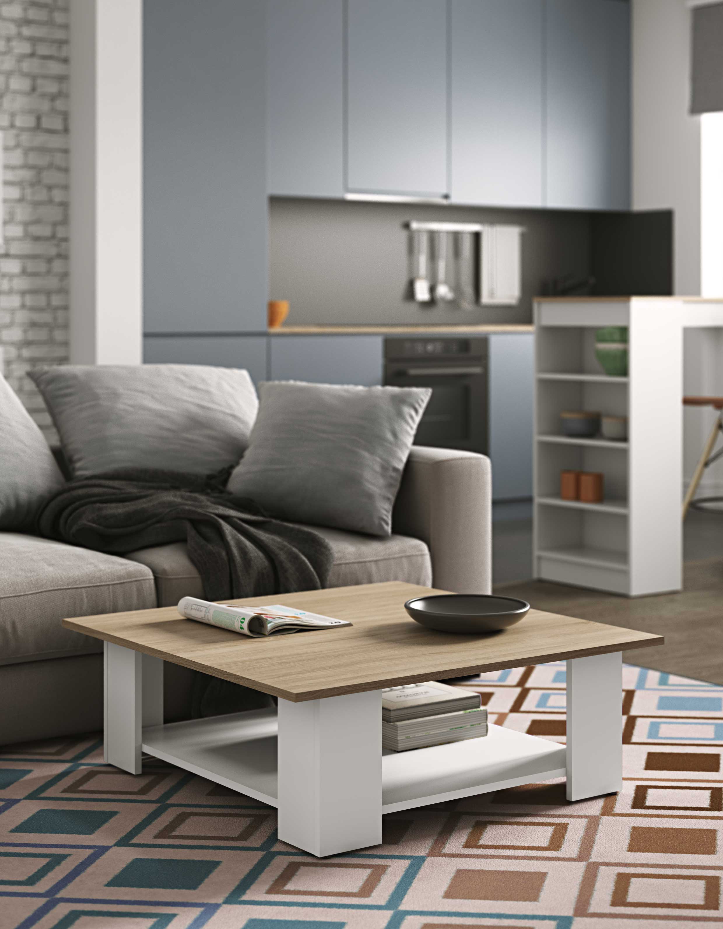 Table basse Square 67x67 - blanc/chêne - Image 6