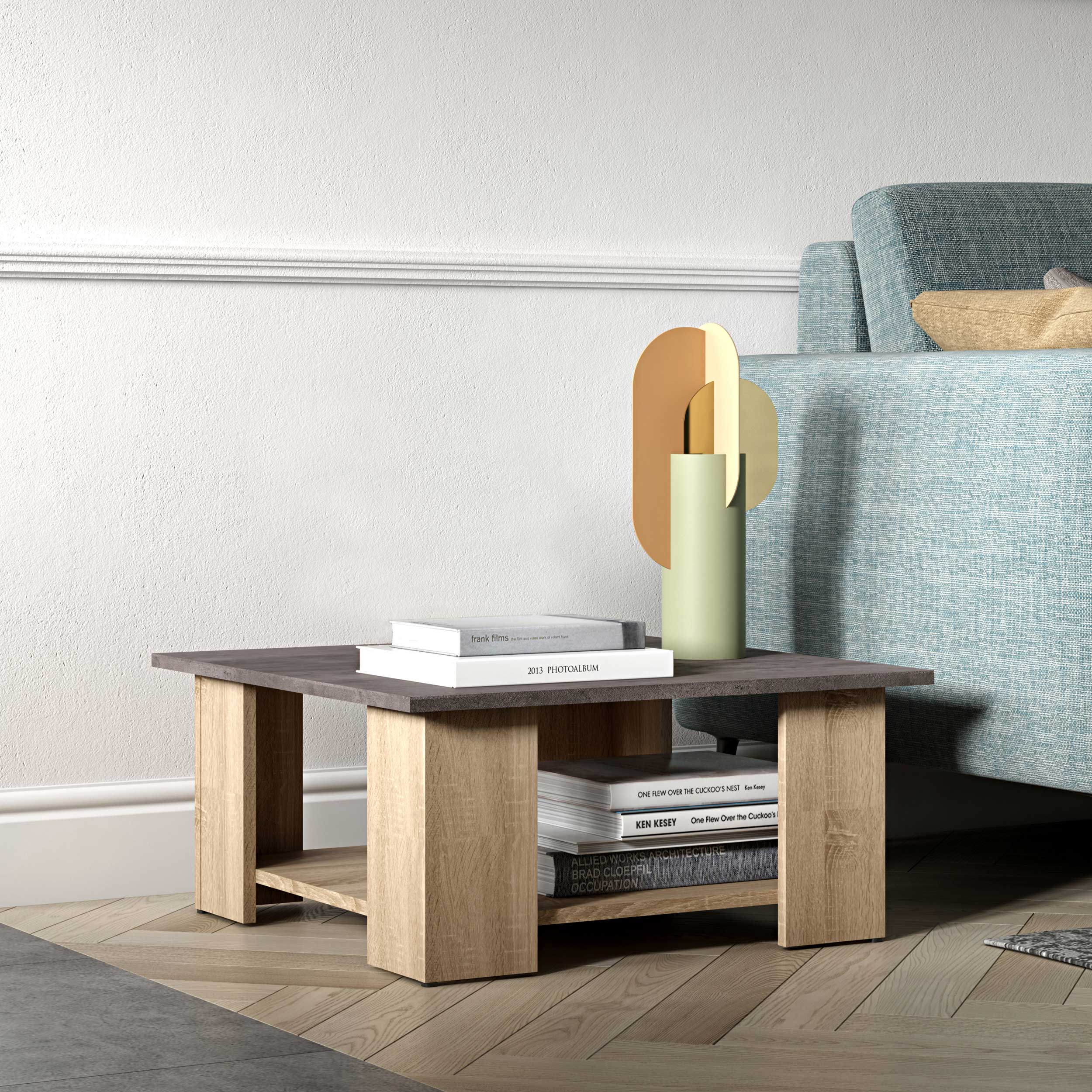 Table basse Square 67x67 - chêne/béton - Image 4