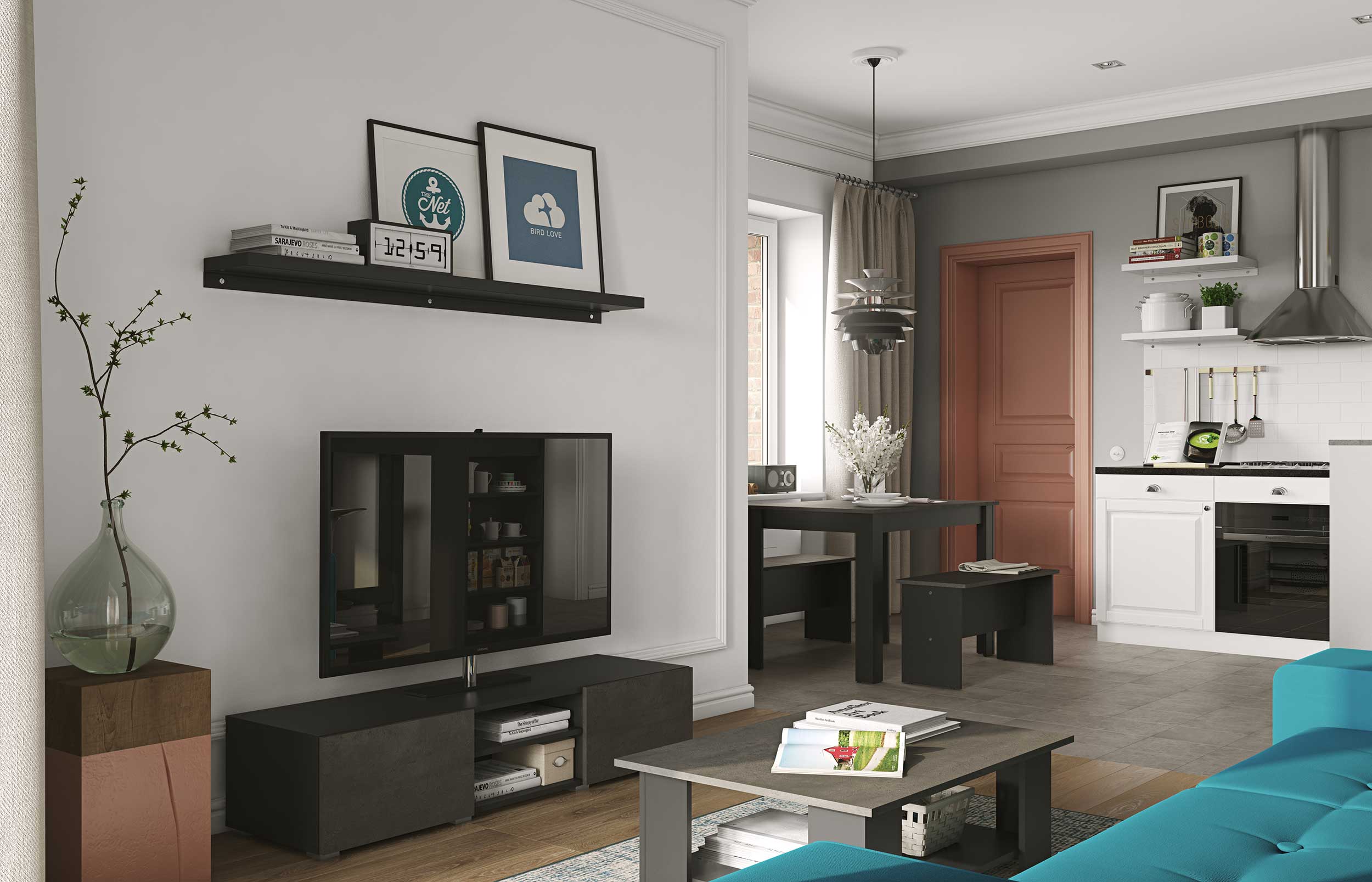 Table basse Square 67x67 - noir/béton - Image 5