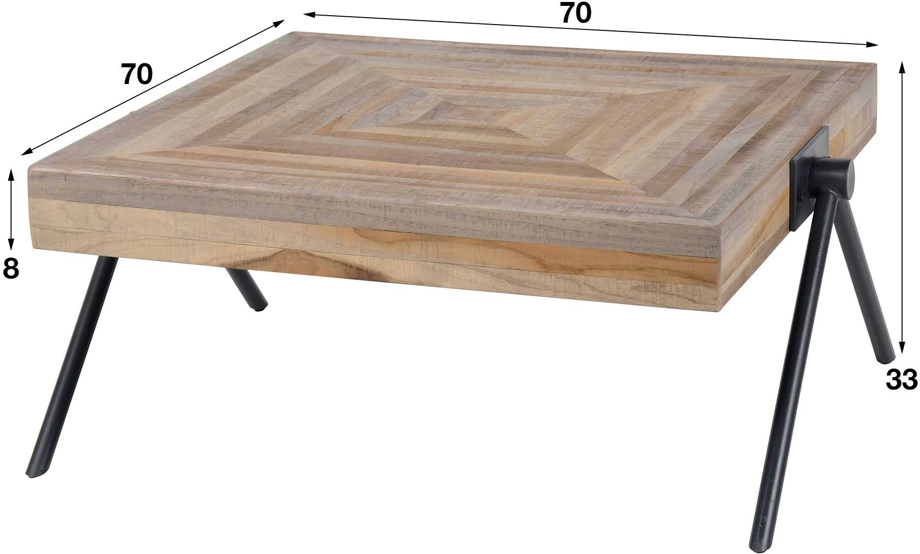 Table basse Teca balance carré 70x70 industriel-teck - Image 2