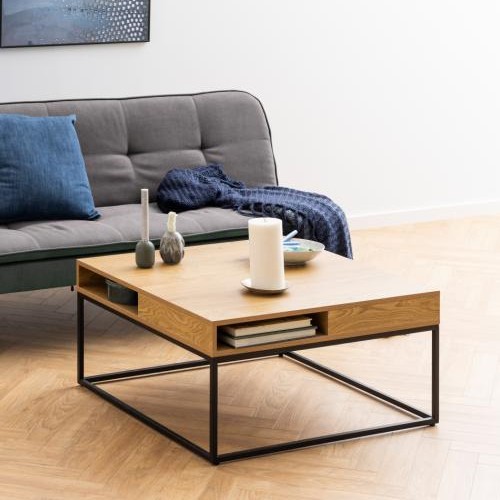 Table basse Willford 80x80 - chêne/noir - Image 1