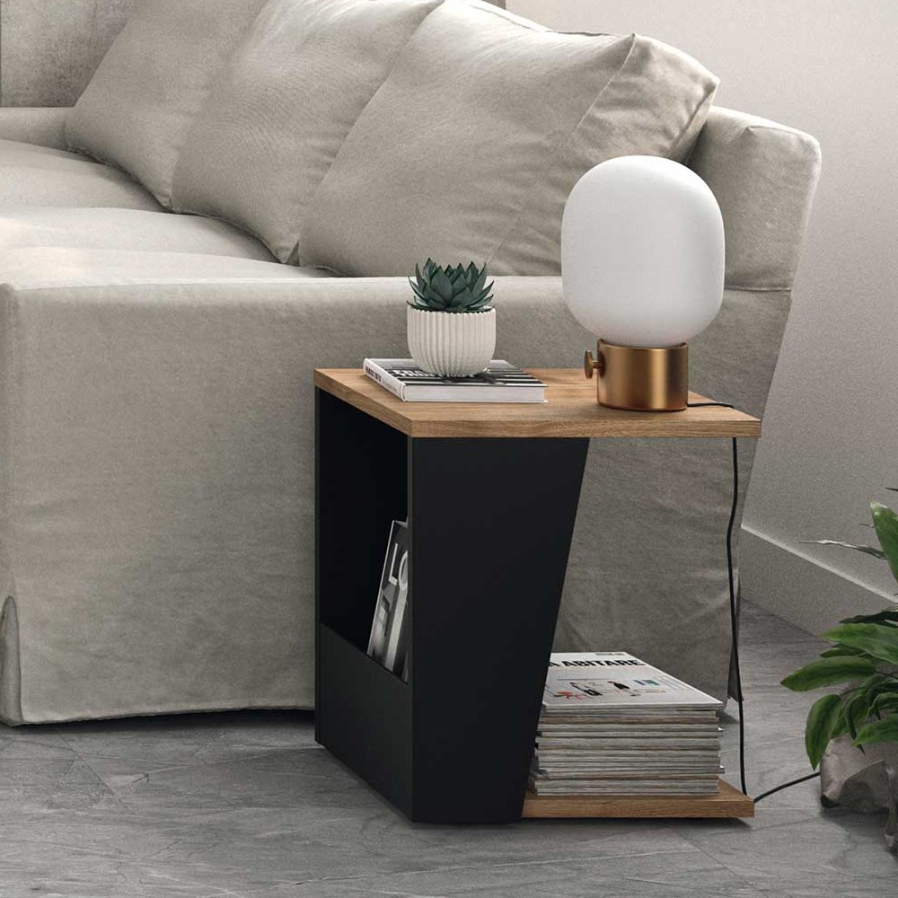 Table d'appoint Albi 40x40cm - noyer/noir - Image 1