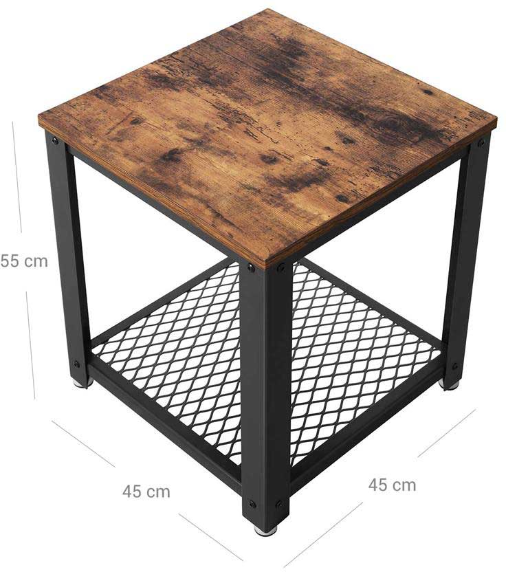 Table d'appoint Bill 45x45 1 tablette - brun rustique/noir - Image 2