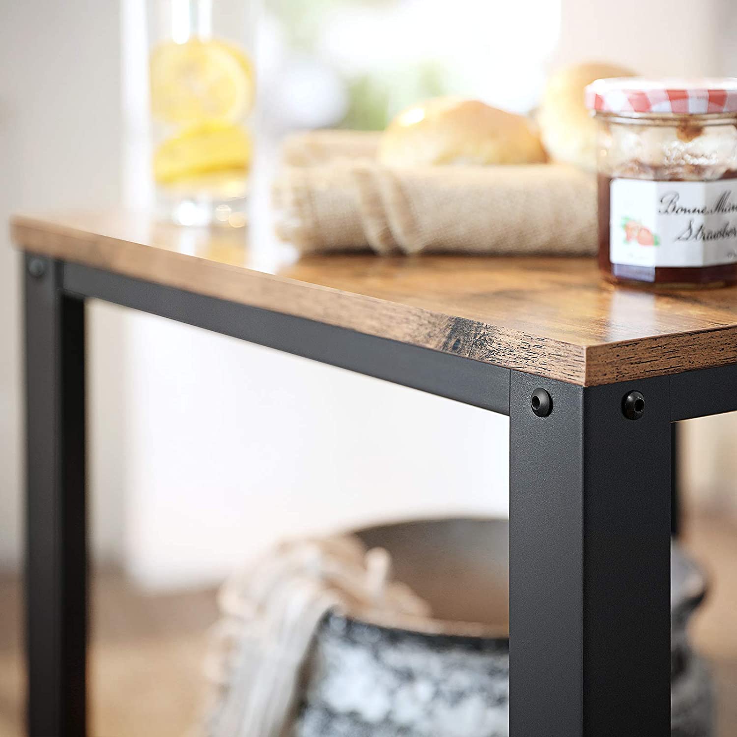 Table d'appoint Bill 45x45 1 tablette - brun rustique/noir - Image 11