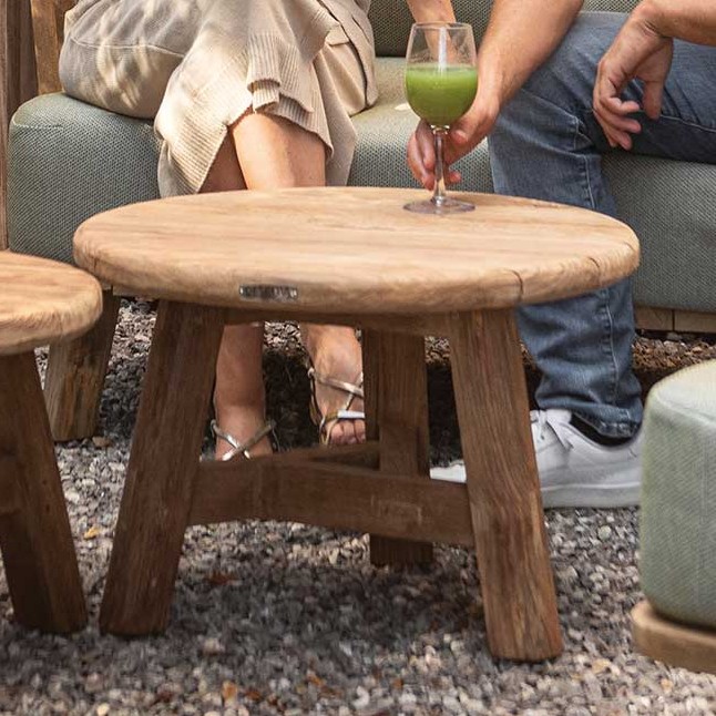 Table d'appoint extérieur Ferdau Ø50 - teck - Image 1